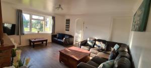 a living room with a couch and a coffee table at Westbury House in Rochford