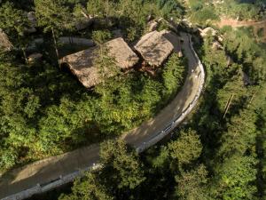 an overhead view of a house and a road at Sapa Jade Hill Resort & Spa in Sa Pa