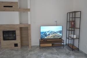 Televízia a/alebo spoločenská miestnosť v ubytovaní Trzy Sosny Płaska
