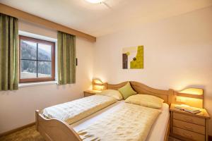 - une chambre avec un lit et une fenêtre dans l'établissement Apartment Waldblick Oberachrain, à San Giacomo