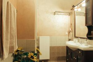 a bathroom with a sink and a mirror at Apartment in Anakasia overlooking Volos in Volos +11 photos