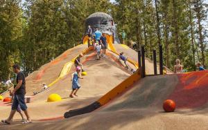 a group of people playing on a slide at a playground at Slava Hygge House in Nakskov +25 photos