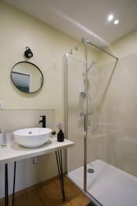 a bathroom with a sink and a shower at Domaine de Penthièvre in Blangy-sur-Bresle