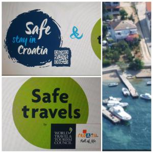 a collage of four pictures with boats in the water at Bed and breakfast Nika in Rab