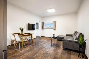 Televízia a/alebo spoločenská miestnosť v ubytovaní Apartmány Panelka Costa Plana Lipno