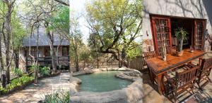 two pictures of a house with a pool of water at Blyde River Canyon Lodge in Hoedspruit