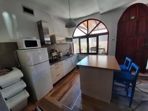 a kitchen with a refrigerator and a table in it at Apartment Mamut in Premantura
