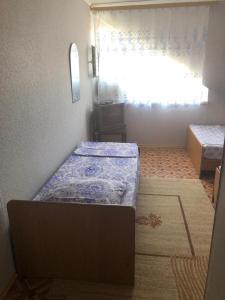 アナパにあるGostevoy Dom Magadanのベッドと窓が備わる小さな客室です。