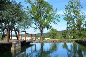 a bridge over a body of water with trees at Quinta do Freixo in Benafim