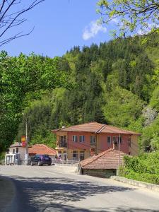 a street in a small town with a mountain at Стаи за гости ВЕНИ-ЕВ in Devin
