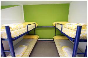 two bunk beds in a room with a green wall at La Seu d'Urgell Xanascat in La Seu d'Urgell +20 photos