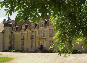 une vieille maison avec un arbre en face dans l'établissement Chateau du Fraisse, à Nouic
