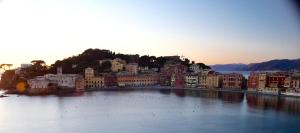 a city with a large body of water with buildings at Le rose di Bino in Sestri Levante