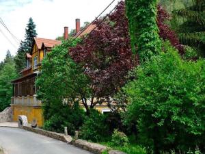 una casa sentada al costado de un camino en Exclusive apartment in an art nouveau villa, en Großschirma