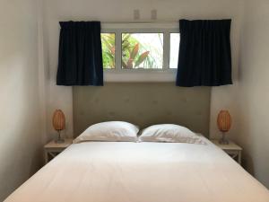 a white bed with two pillows and a window at Holland Lodge Paramaribo in Paramaribo +62 photos
