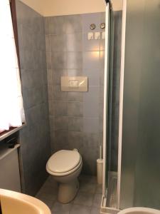 a small bathroom with a toilet and a shower at Villa Nadia in Grado