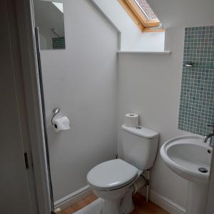 uma casa de banho com um WC e um lavatório em Annexe in Cherhill, opposite Cherhill White Horse em Cherhill