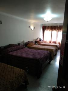 a room with four beds in a room at Quartos Cesário Verde Massamá in Queluz