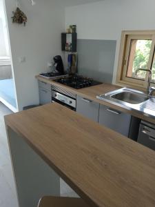 a kitchen with a counter top and a sink at Chalet Var Canebières in Le Muy