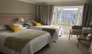sypialnia z 2 łóżkami i oknem w obiekcie Petra House B&B w Galway