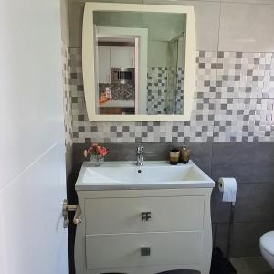a bathroom with a sink and a mirror at Niza Beach in Málaga