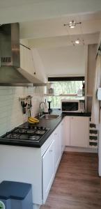 a kitchen with a stove and a sink at L'évasion - Bungalow 102 in Durbuy