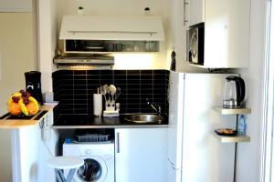 a kitchen with a sink and a refrigerator at STUDIO'MARCEL in Blagnac