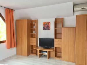 Televízia a/alebo spoločenská miestnosť v ubytovaní Flair Apartmanház