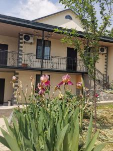 a house with flowers in front of it at Guest House Eden in Tbilisi City