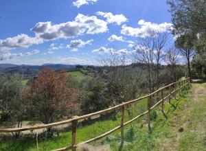 una recinzione di legno sul fianco di una collina di Fattoria Il Milione Agriturismo a Firenze