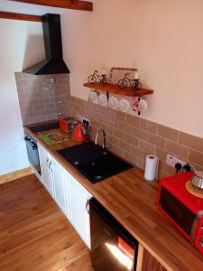 een keuken met een wastafel en een aanrecht bij A New U Country Cottage Apartment 2 in Valentia Island