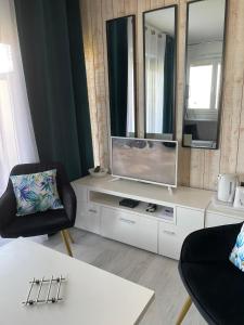 Μια τηλεόραση ή/και κέντρο ψυχαγωγίας στο Studio Terrasse Vue Mer