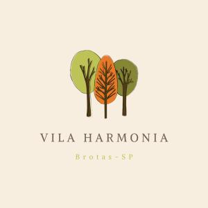a set of three trees with leaves logo at Vila Harmonia Brotas in Brotas