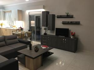 Televízia a/alebo spoločenská miestnosť v ubytovaní Liri's Apartments