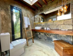 a bathroom with a toilet and a sink at Casa de Pilatos in Mosteiros +56 photos