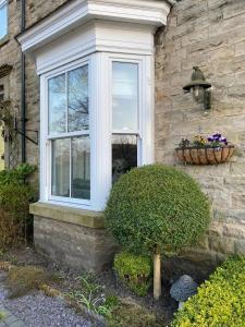 a window on the side of a house with a bush at The Hill B&B in Middleton in Teesdale