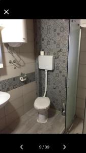 ein kleines Bad mit WC und Waschbecken in der Unterkunft Apartments Bogdanović in Mokra Gora