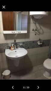 a bathroom with a white sink and a toilet at Apartments Bogdanović in Mokra Gora