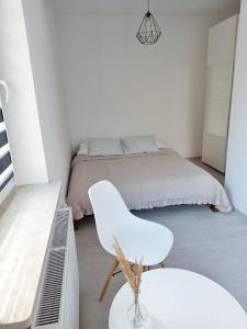 Posteľ alebo postele v izbe v ubytovaní Apartament Słoneczne Giżycko