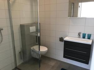 La salle de bains est pourvue de toilettes et d'un lavabo. dans l'établissement Salsa Terra, à Zoutelande