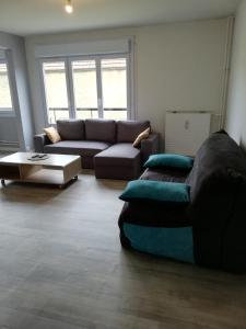 un soggiorno con divano e tavolo di Joli appartement résidentiel à Troyes a Troyes