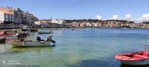 a group of boats are docked in a body of water at Apartamento A Laxe in Isla de Arosa