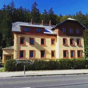 a large building on the side of a street at Haus Stefanie Elvire in Kurort Altenberg