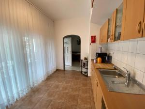 eine Küche mit einer Spüle und einer Arbeitsplatte in der Unterkunft Villa Janja in Šilo