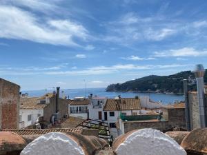 - une vue sur une ville avec des bâtiments et l'océan dans l'établissement BLAU_Bonito Duplex con Terraza, à Calella de Palafrugell