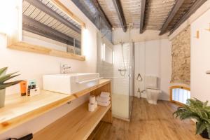 uma casa de banho com um lavatório e um WC em Bravissimo Plaça del Vi, Design Penthouse em Girona