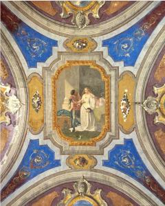 卡塔尼亞的住宿－Palazzo Currò，建筑物天花板上的绘画