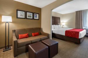 a hotel room with a bed and a couch at Comfort Suites Highlands Ranch Denver Tech Center Area in Highlands Ranch +29 photos
