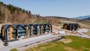 an aerial view of an apartment complex at Lake Hill Karkonosze Apartments in Sosnówka
