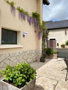 a building with purple flowers on the side of it at l'ANNEXE in Verdigny +18 photos